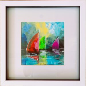 Original acrylic presented within a 28 x 28 cm white frame