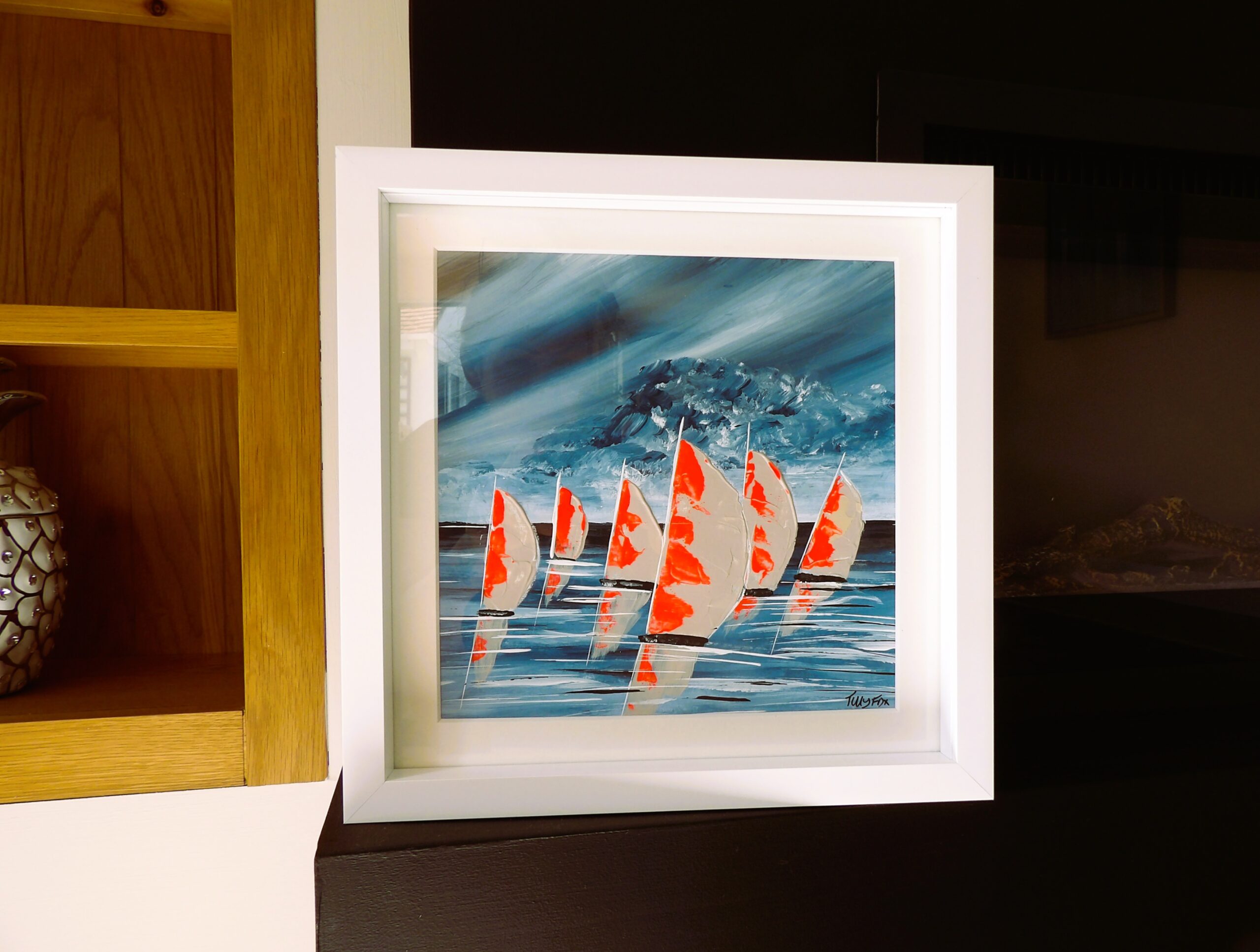 Original acrylic in a 28 x 28cm white frame - Image 3