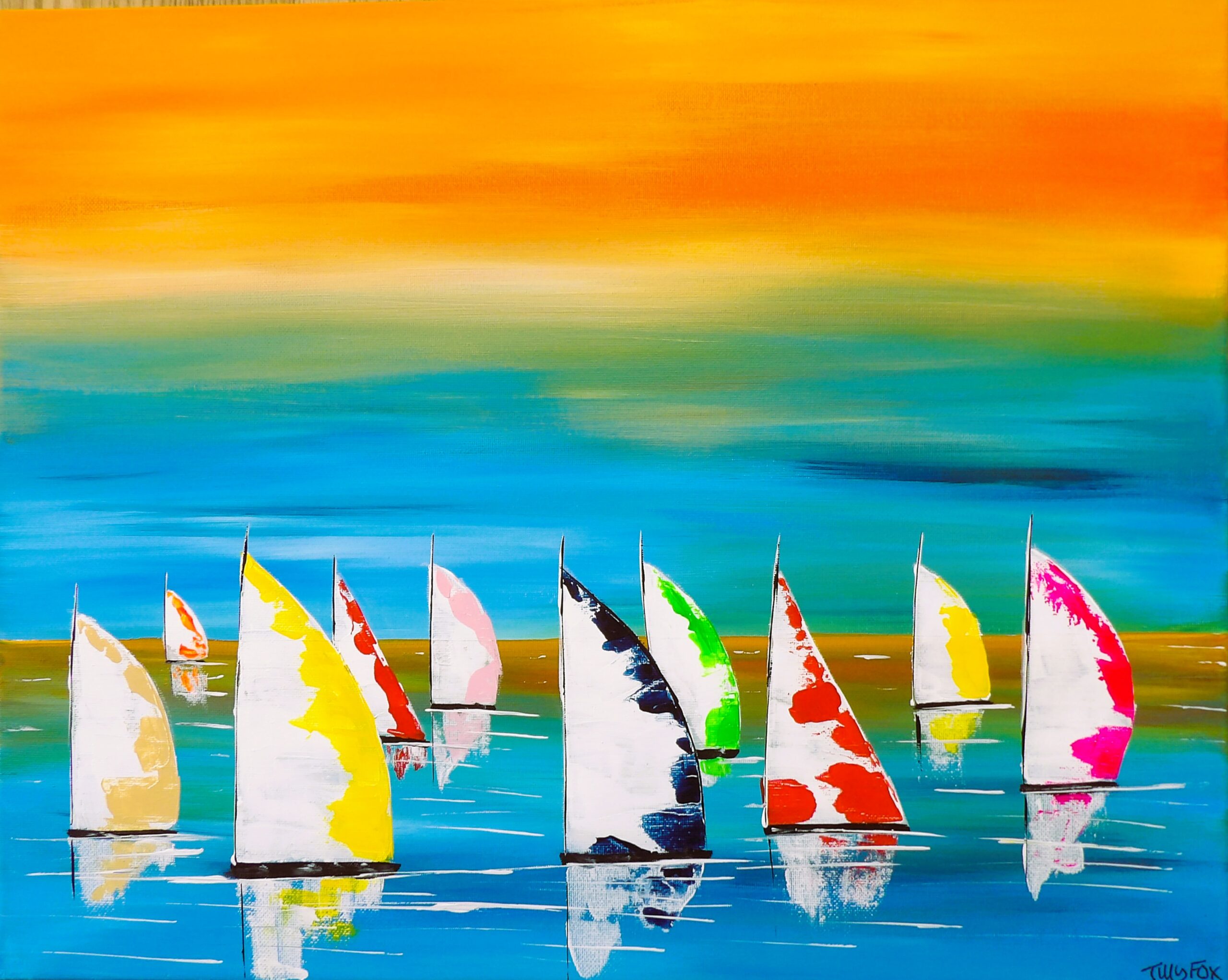 Original acrylic on 40 x 50cm orange sky