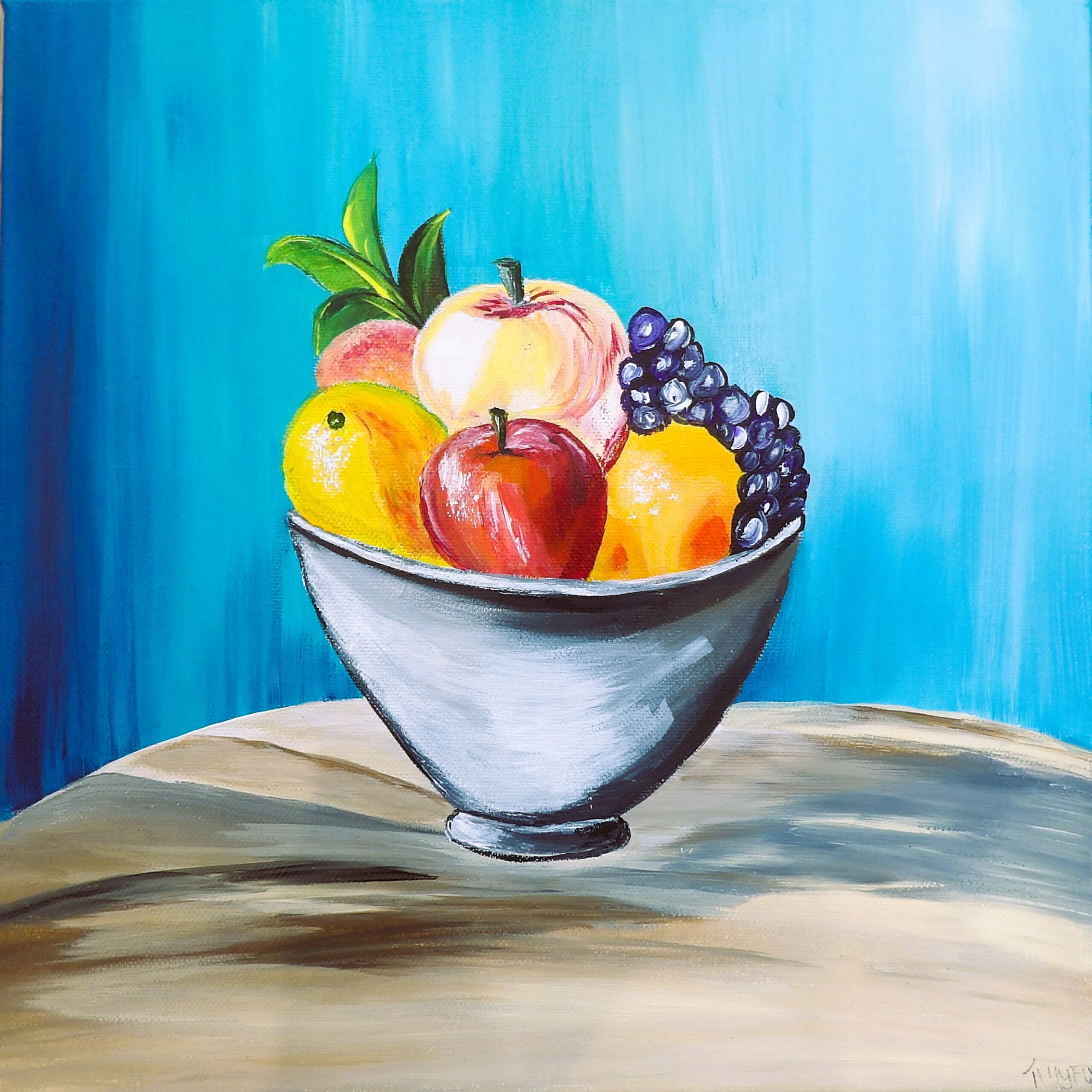 Original acrylic on 30 x 30 deep edge canvas the fruit