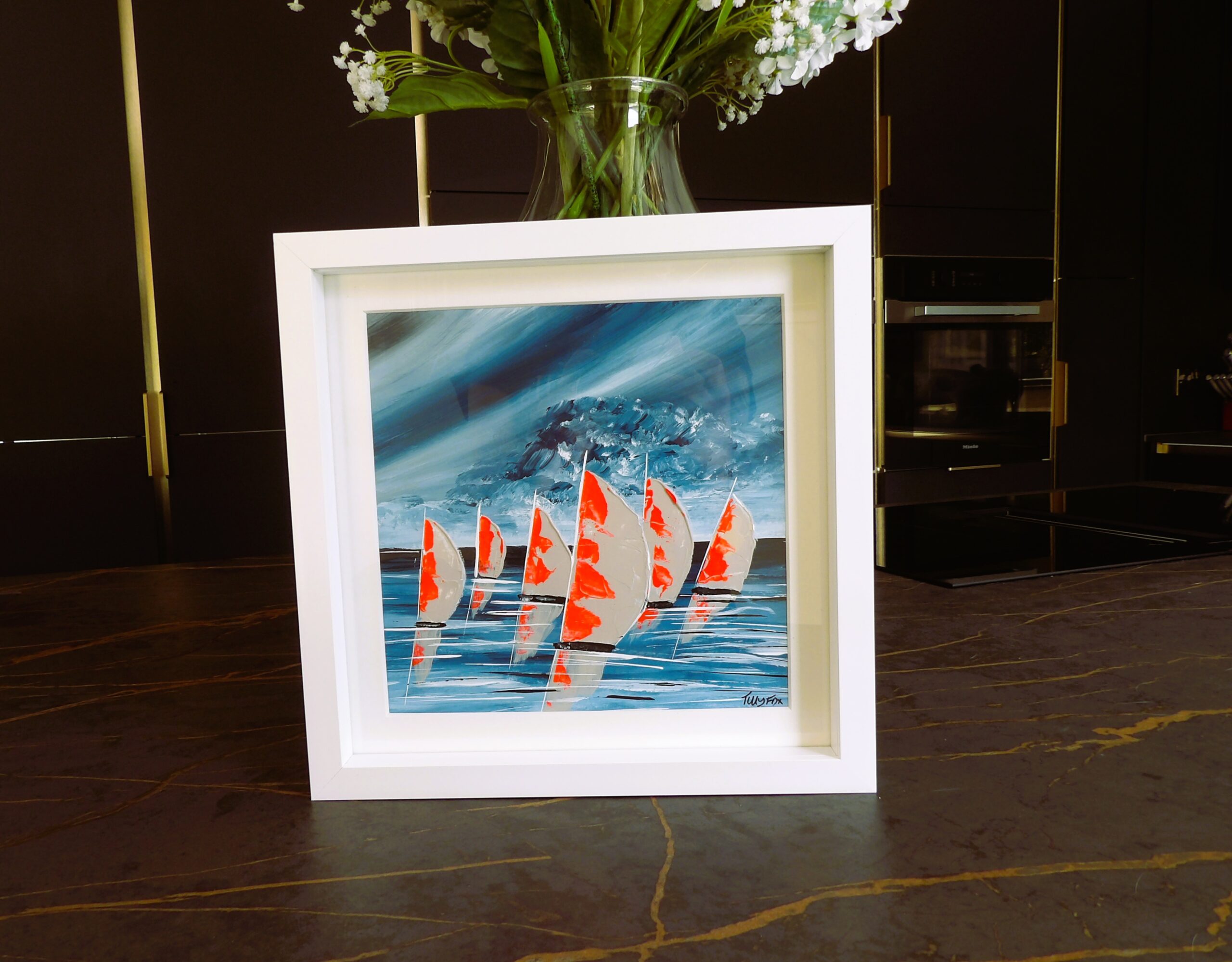Original acrylic in a 28 x 28cm white frame - Image 2