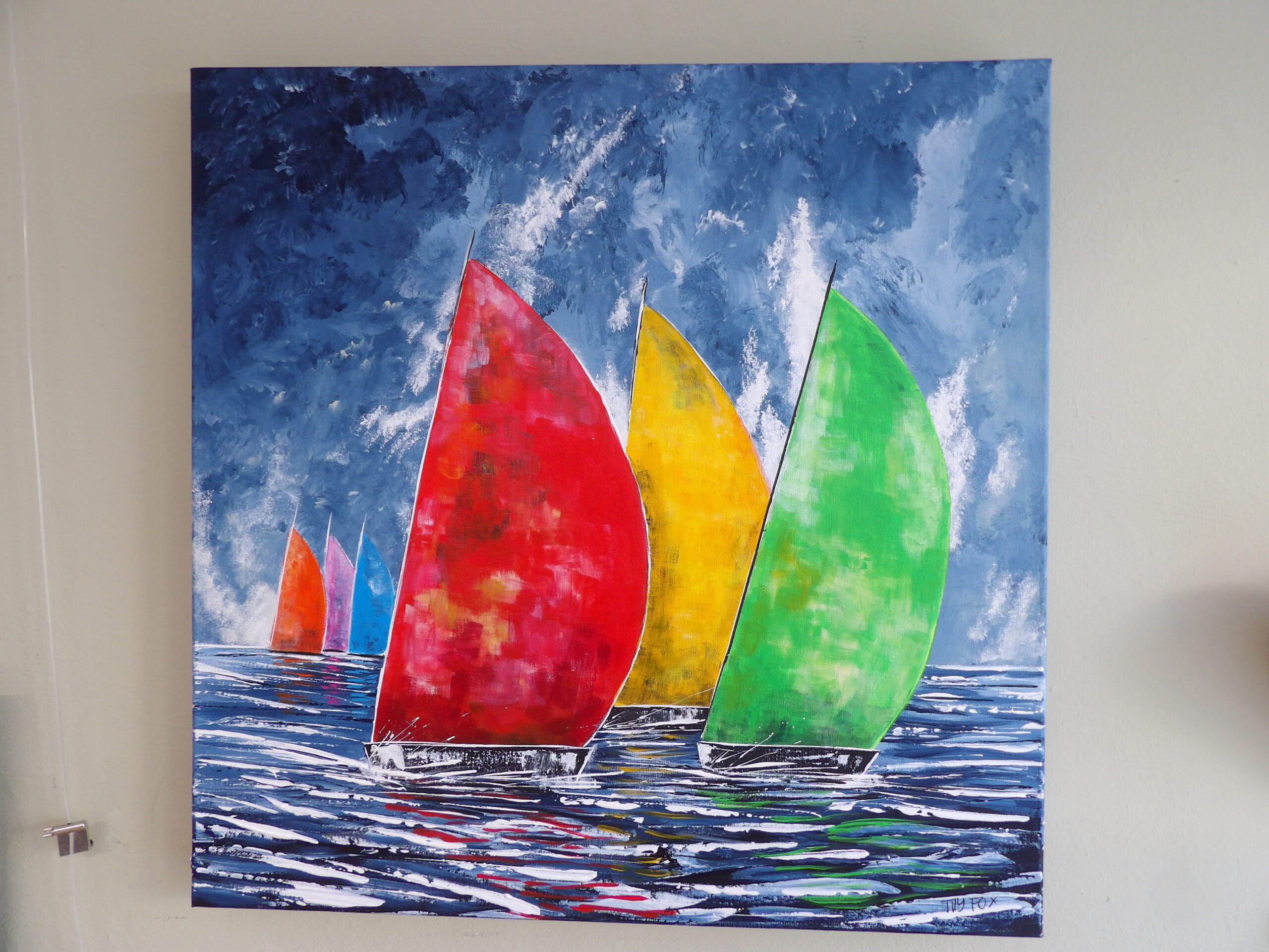 Large boats on 50x 50 cm canvas