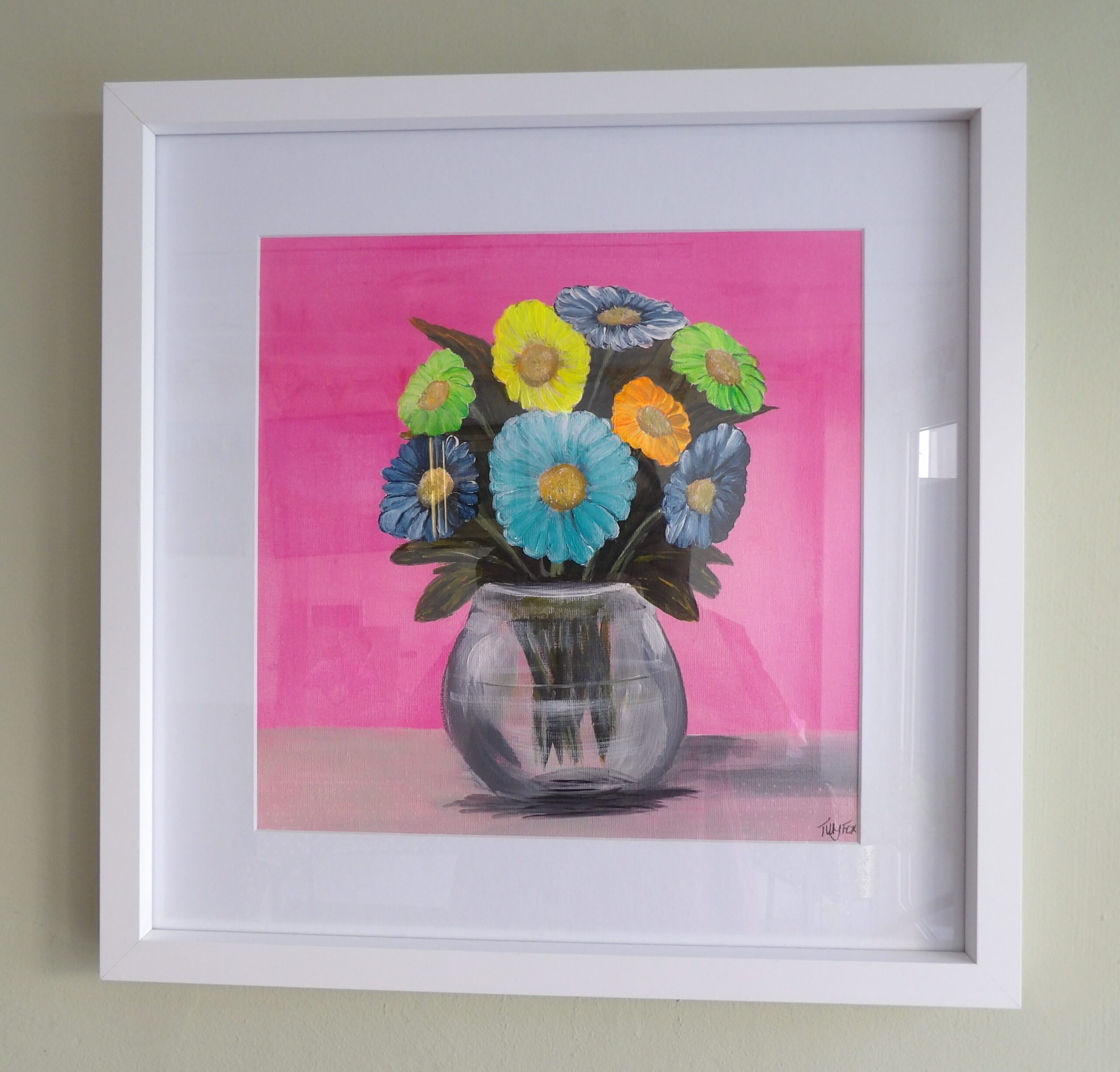 Daisies in a 40 x 40cm white frame