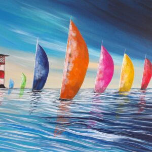 Sailing boats on 50 x 60 cm canvas