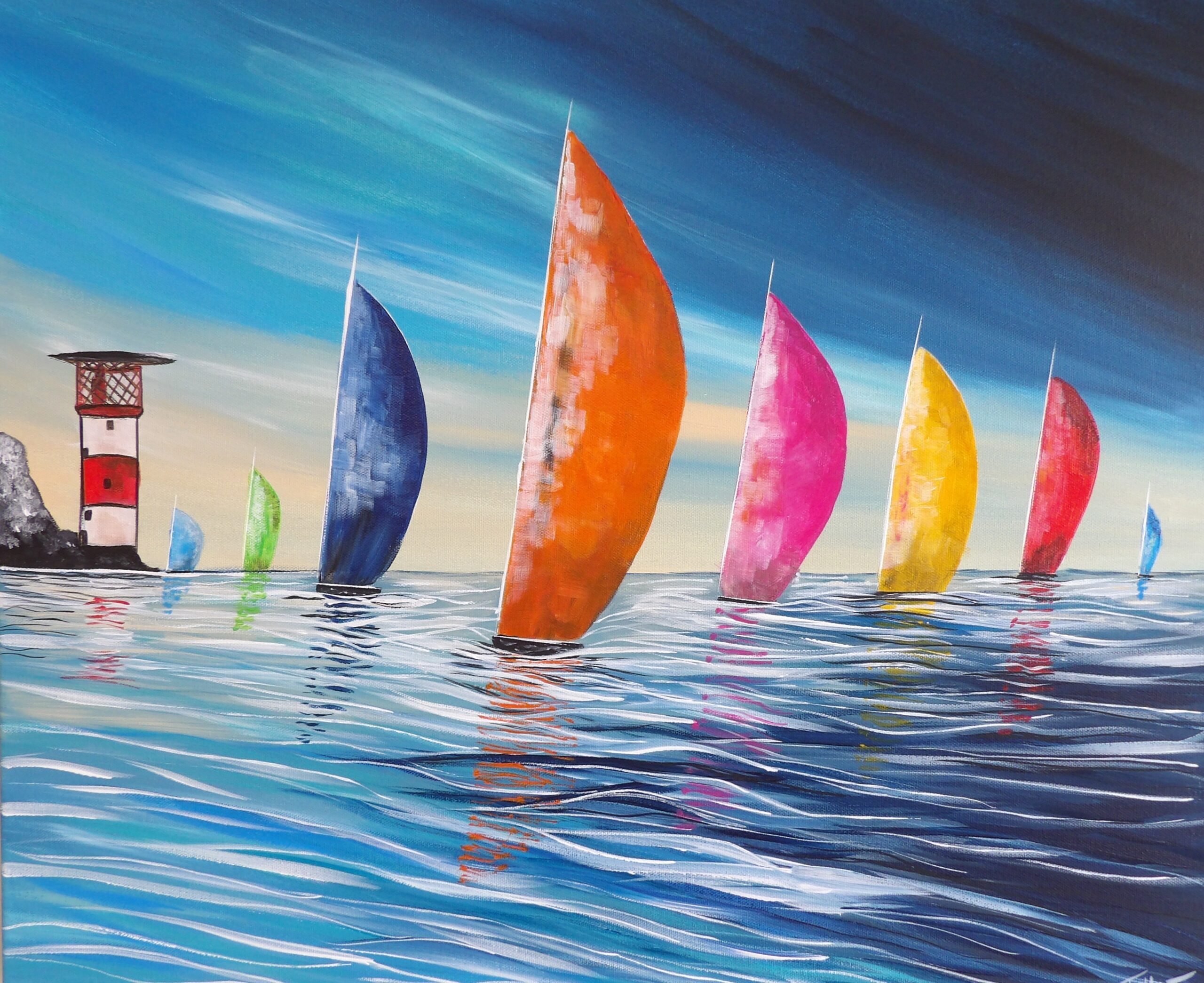 Sailing boats on 50 x 60 cm canvas