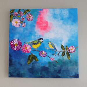 Two birds on 30 x 30 canvas