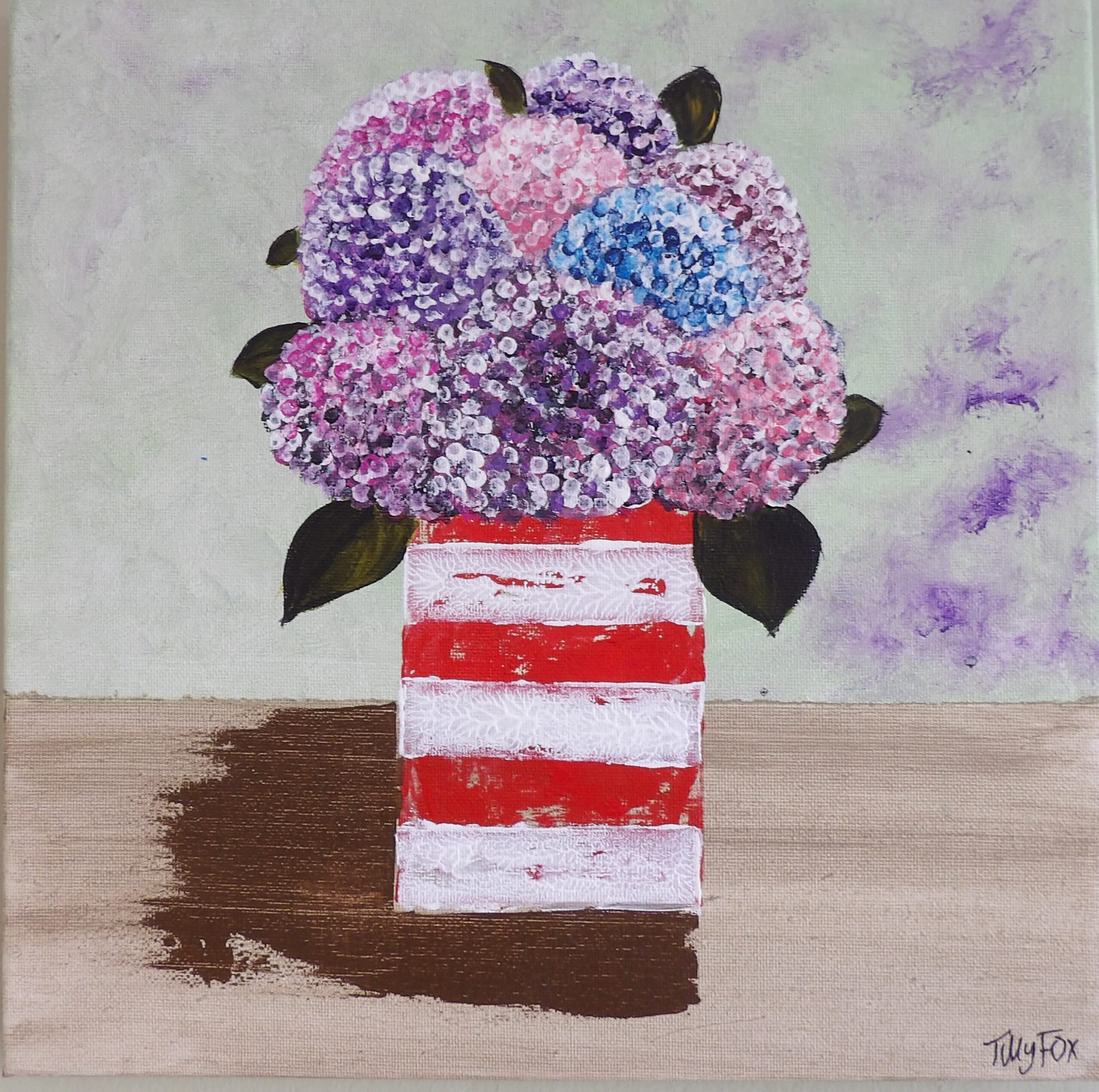 Red and White Vase on 30 x 30cm canvas