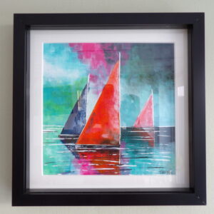 Boats in a 28 x 28cm black frame