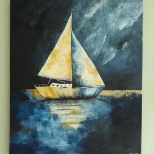 The Cream and Gold Boat on 50 x 60cm canvas