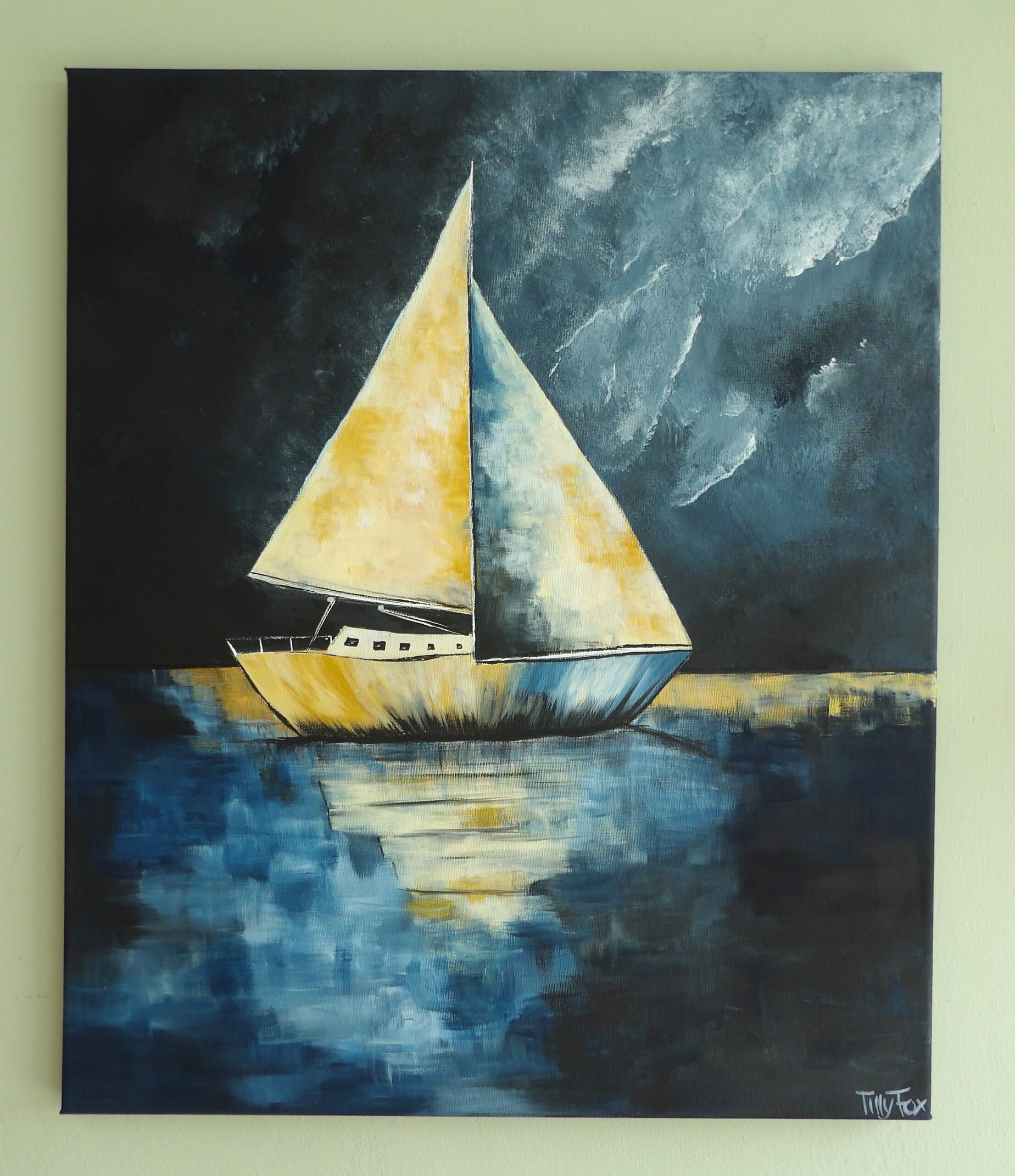 The Cream and Gold Boat on 50 x 60cm canvas