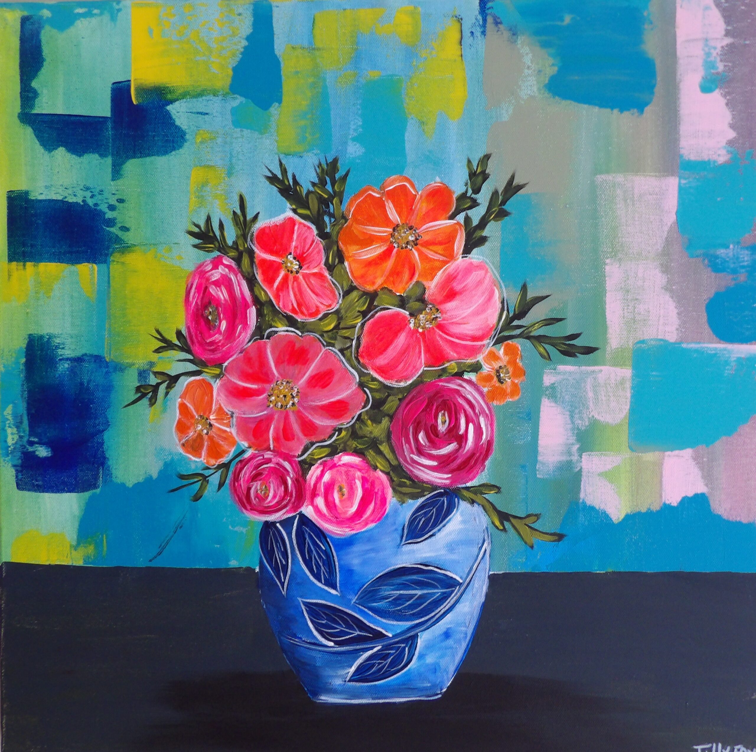 Flowers on 50 x 50 cm canvas