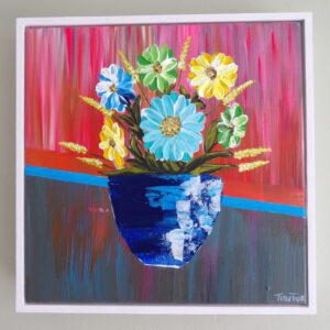 Daisies on 30 x 30 cm floated frame