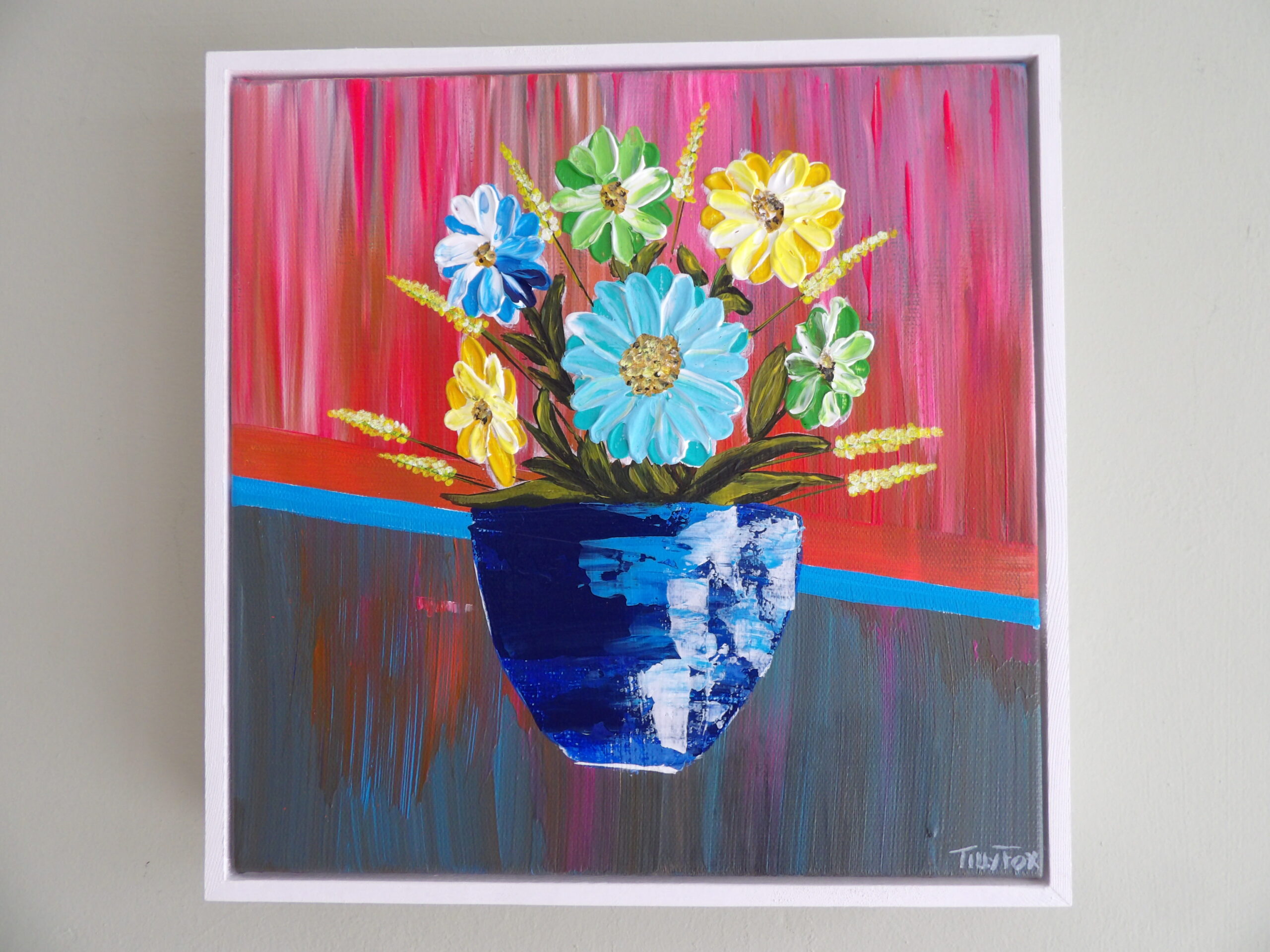 Daisies on 30 x 30 cm floated frame
