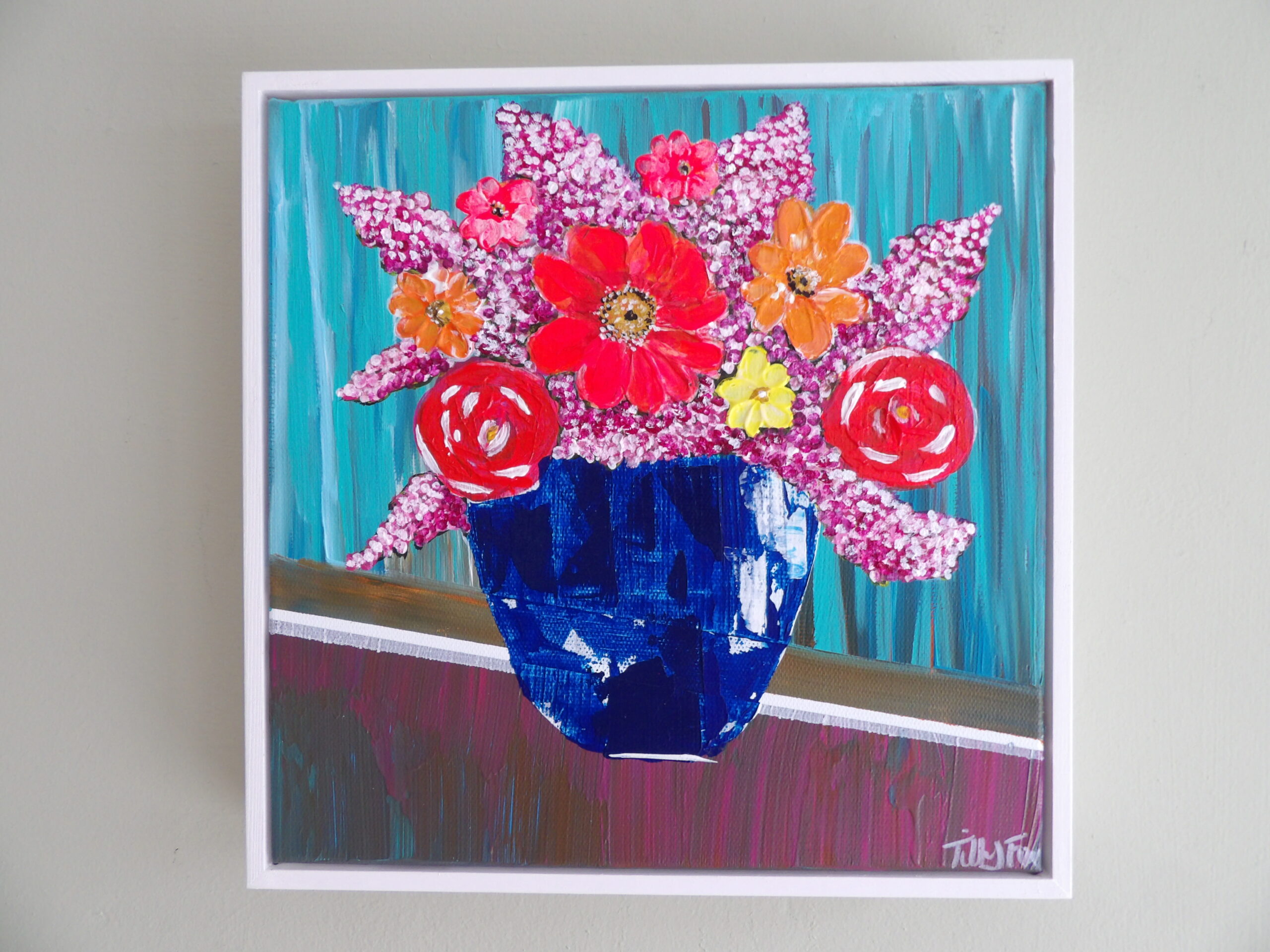 The Blue Vase on 30 x 30 cm framed