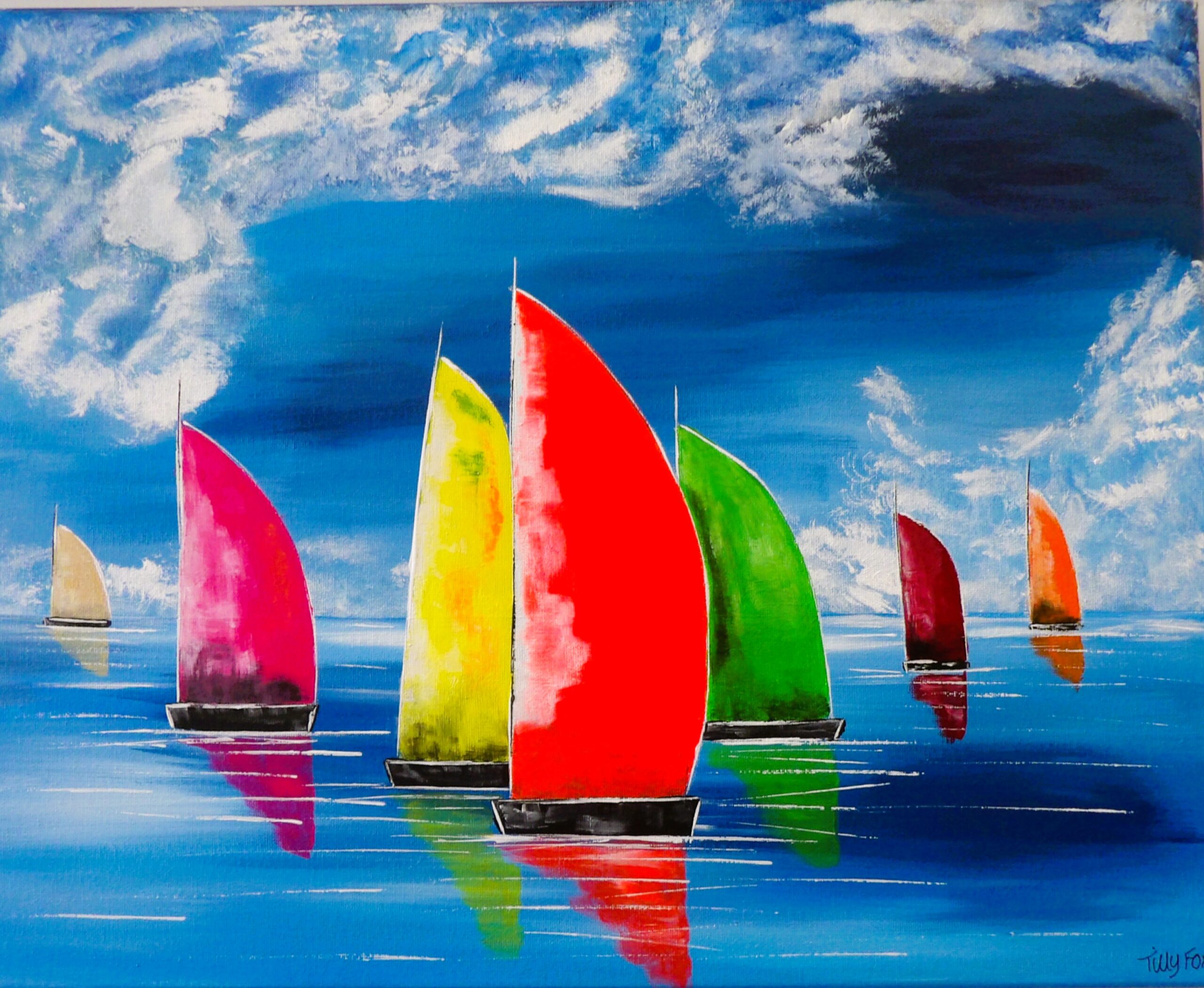The Large Orange Boat on 40 x 50cm canvas