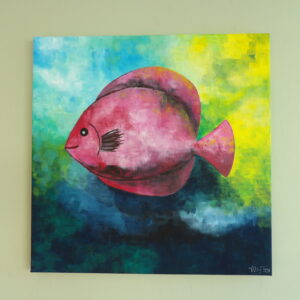 The Pink Fish original on 40 x 40 canvas