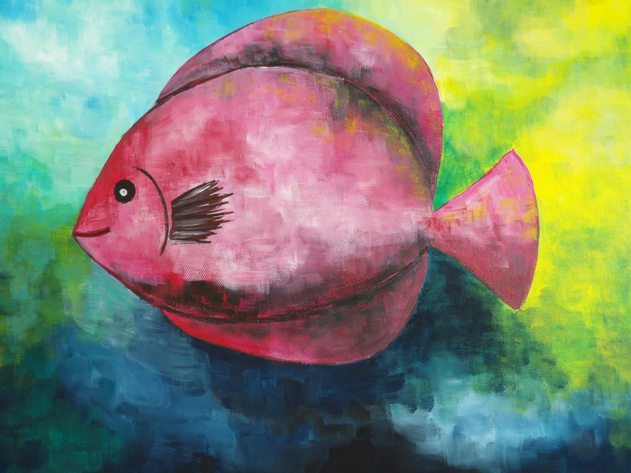 The Pink Fish original on 40 x 40 canvas - Image 2
