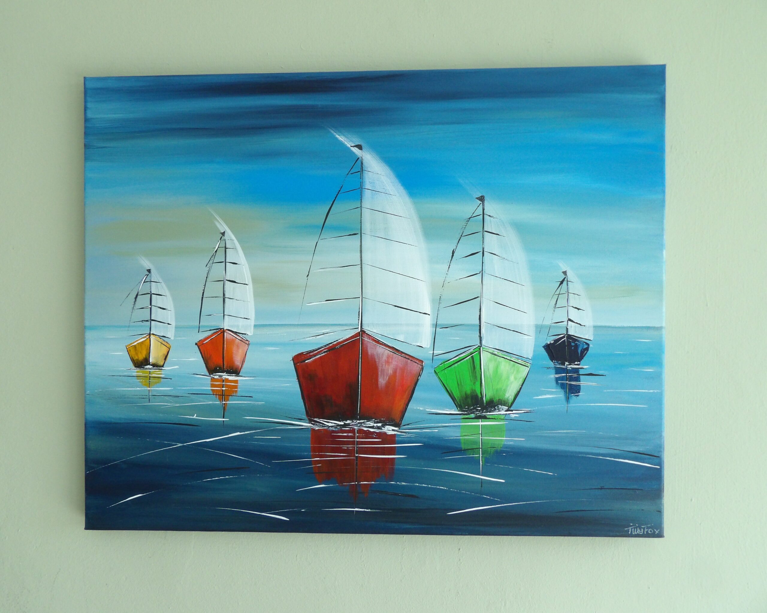 Original sailing boats on 40 x 50 canvas - Image 2