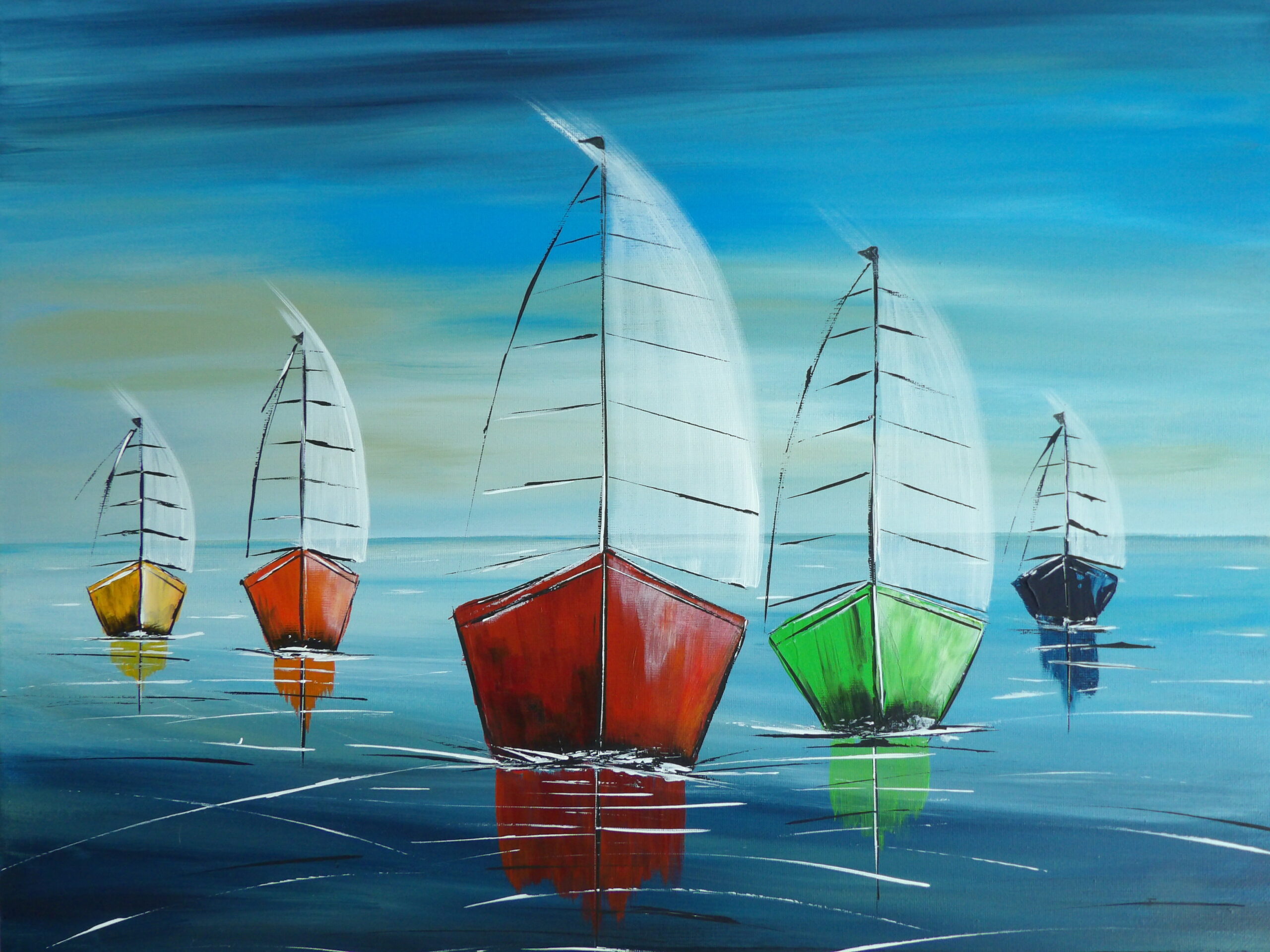 Original sailing boats on 40 x 50 canvas