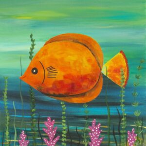 Orange Fish on 40 x 40 cm canvas